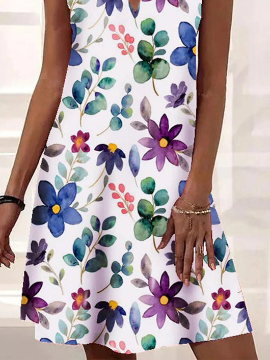 Vestido Casual Primavera Escote V Corte A Línea con Estampado - Image 4