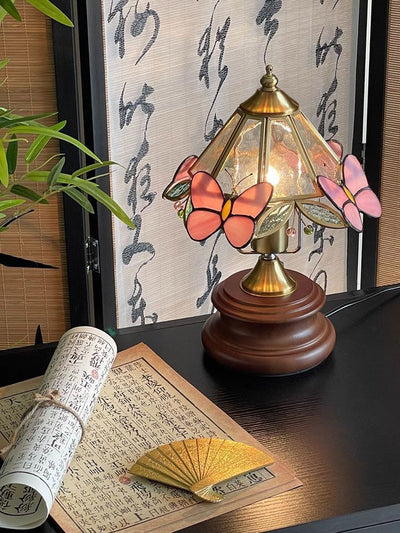 Lámpara de Mesa Mini Retro Mariposas y Flores en Vidrio - Image 8