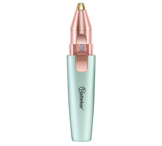 Two mint green and rose gold 2-in-1 electric eyebrow shaping devices with USB cables and packaging. - Image 11