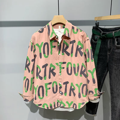 Camisa Casual de Algodón con Estampado de Letras para Hombre - Image 9