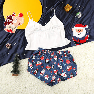 Pijama de Satén Femenino con Estampado de Seda y Tirantes - Image 7