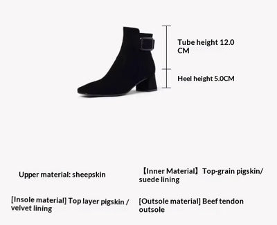Botas Tobilleras de Tacón Grueso con Hebilla de Cuero Estilo Retro - Image 10