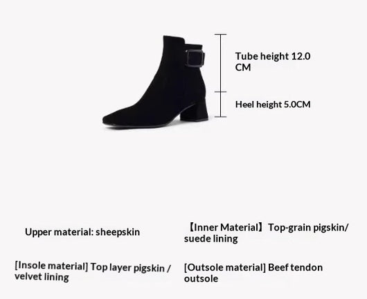 Botas Tobilleras de Tacón Grueso con Hebilla de Cuero Estilo Retro - Image 10