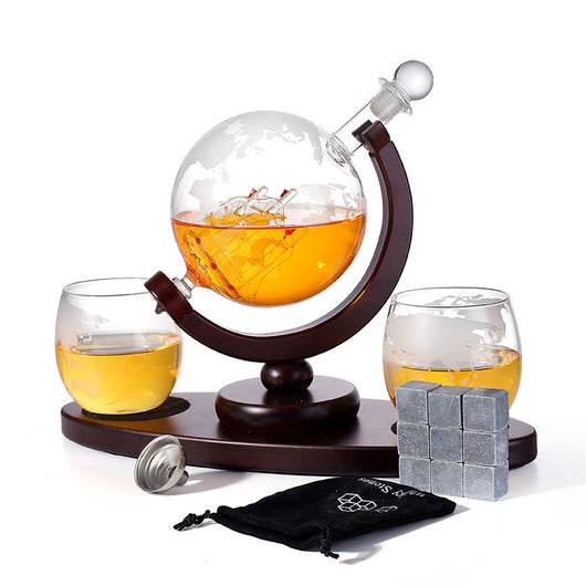 Juego de Contenedores para Vino con Marco Ovalado de Madera y Vidrio Borosilicado - Image 3