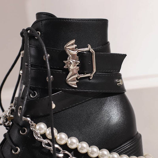 Botas de Cuero para Mujer con Cadena Beaded y Hebilla - Image 13