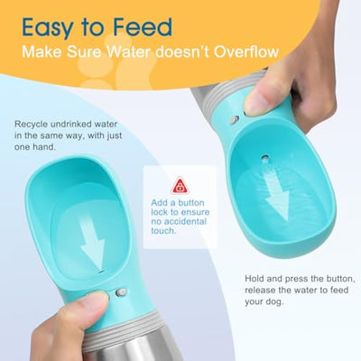 Botella de Agua Portátil para Perros 700ml Acero Inoxidable a Prueba de Fugas - Image 8