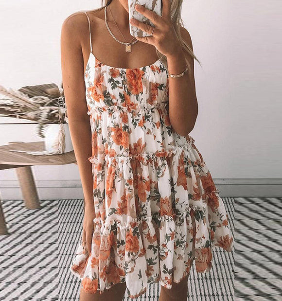 Vestido Bohemio de Tirantes con Estampado Floral para Verano