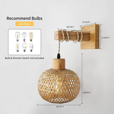 Lámpara de Pared Retro Japonesa de Bambú Tejido - Image 4