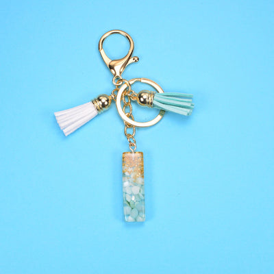 Llavero Colgante Alfabeto Inglés con Borla, Piedra y Detalles en Oro - Image 9