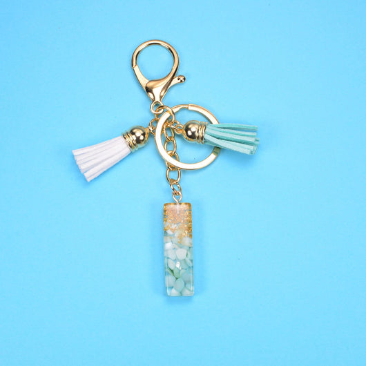 Llavero Colgante Alfabeto Inglés con Borla, Piedra y Detalles en Oro - Image 9