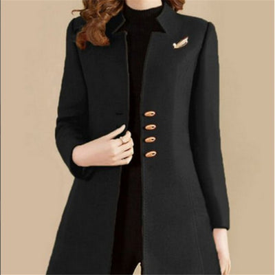 Abrigo de Lana Coreano Slim Fit Otoño Invierno Mujer