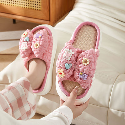 Pantuflas de Látex y Lino con Suela Gruesa para Mujer