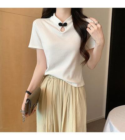Camiseta de Estilo Chino con Botones de Rana - Manga Corta Verano - Image 32
