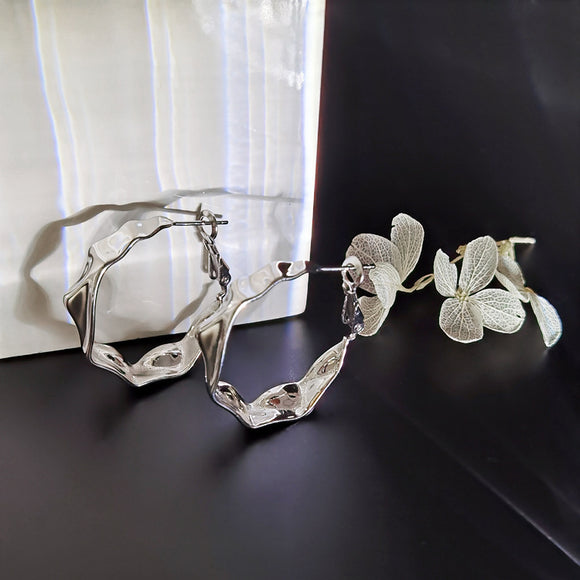 Aretes Grandes de Plata 925 Circulares Personalizados Estilo Exagerado
