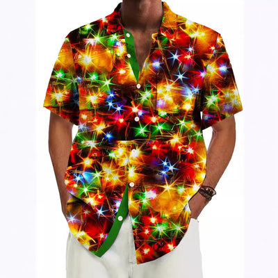 Camisa Casual Manga Corta con Bolsillos para Hombre Talla Grande - Estampado 3D