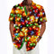 Camisa Casual Masculina de Manga Curta com Bolsos Plus Size - Estampa 3D
