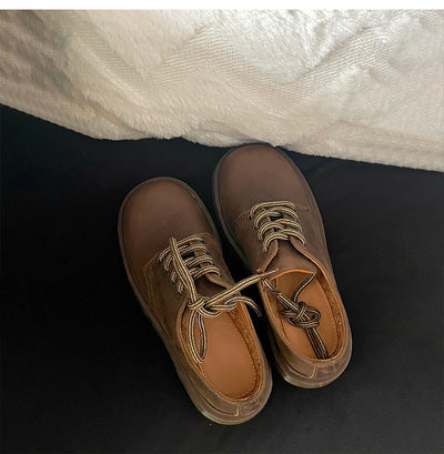 Zapatos de Cuero para Mujer con Suela Gruesa y Punta Redonda - Image 12