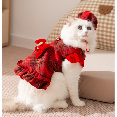 Vestido Elegante Tipo Chanel con Moño para Mascotas - Abrigo Cálido para Otoño e Invierno - Image 46
