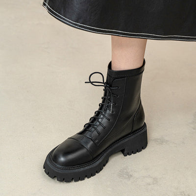 Botas Martin Mujer Suela Gruesa Estilo Británico