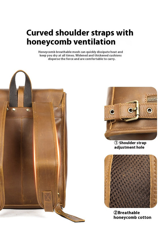 Mochila de Cuero para Viajes de Gran Capacidad con Compartimento Laptop - Image 10