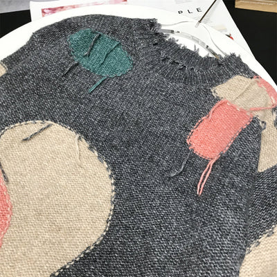Suéter Tejido Casual Retro con Bordes sin Rematar para Mujer - Image 14