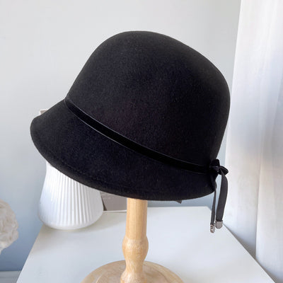 Sombreros de Fieltro de Lana para Mujer con Moño Elegante - Image 6
