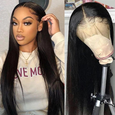 Pelucas Frontales de Encaje Transparente Cabello Humano Brasileño Liso - Image 7
