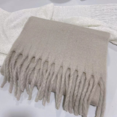 Bufanda Larga Mujer Invierno Color Sólido con Borlas - Estilo Fashion Versátil y Cálido - Image 8