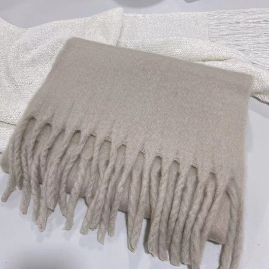 Bufanda Larga Mujer Invierno Color Sólido con Borlas - Estilo Fashion Versátil y Cálido - Image 8