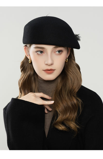 Boina Retro de Lana con Detalles de Plumas para Otoño e Invierno - Image 16