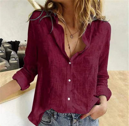 Blusa de Algodón Slub Elegante y Transpirable para Mujer - Image 12