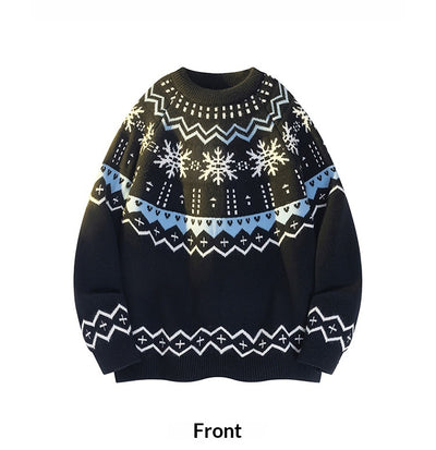 Suéter Tejido para Hombre con Diseño Navideño de Copos de Nieve - Image 12