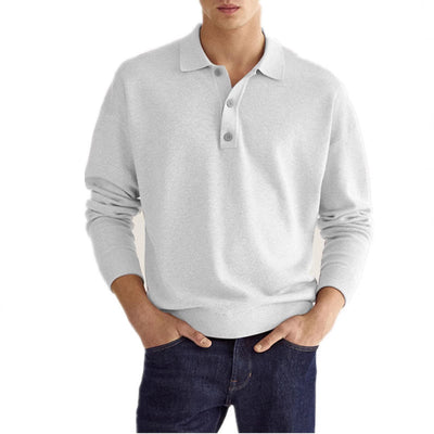 Polo Casual Europeo con Botones y Cuello V - Manga Larga para Hombre - Image 2
