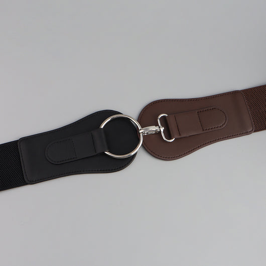 Cinturón Elástico PU Otoño Invierno para Mujer - Café y Negro Elegante - Image 47
