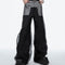 Pantalones Casuales de Corte Recto con Diseño de Malla Doble Capa