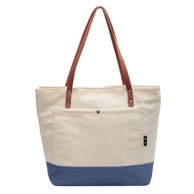 Bolsa de Hombro Estilo Asiático con Contraste de Colores - Gran Capacidad para Compras y Trabajo - Image 7