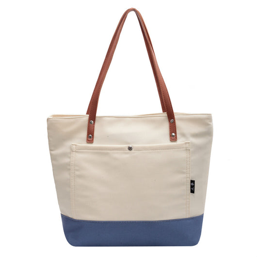 Bolsa de Hombro Estilo Asiático con Contraste de Colores - Gran Capacidad para Compras y Trabajo - Image 7