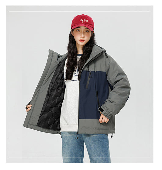 Chaqueta Acolchada Retro Americana con Contraste de Colores - Estilo Mecánico Versátil - Image 10