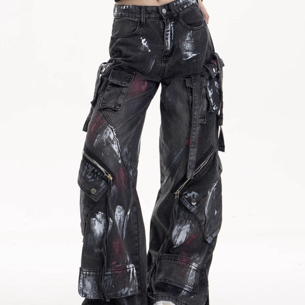 Pantalones Vaqueros de Trabajo Mujer Cintura Alta Bolsillos Múltiples