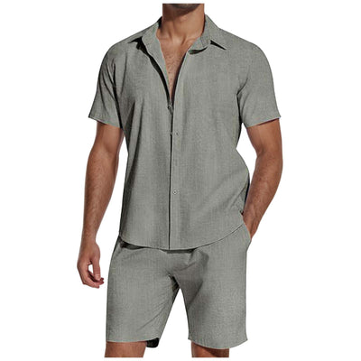 Camisa de Lino con Solapa Manga Corta para Hombre - Image 5