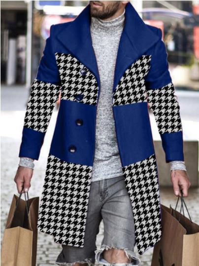 Abrigo de Lana para Hombre con Patchwork Estampado y Contraste - Image 3