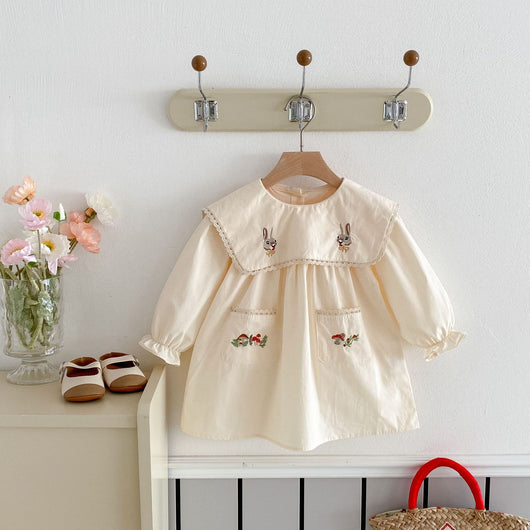Vestido Infantil Coreano con Bordado de Conejo Animado - Image 10