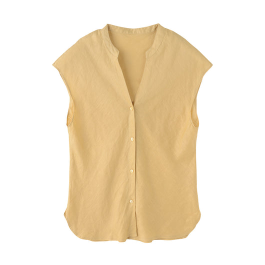 Blusa Lino Puro Cuello V Sin Mangas - Estilo Old Money Minimalista - Image 5