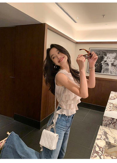Blusa Sin Mangas con Volantes Irregulares para Mujer - Image 25