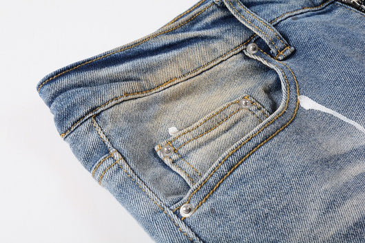 Jeans Vintage con Parches de Strass y Tinta Splash - Estilo Europeo Americano - Image 14
