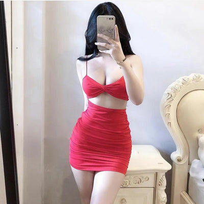 Falda Roja Escotada Estilo Hot Girl