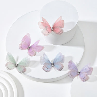Diadema Tocado Mariposa con Malla Floral Doble Capa Diamante - Image 2