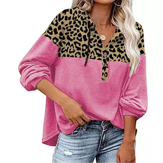 Sudadera Estampado Leopardo Suelta con Capucha Manga Larga para Mujer - Image 7