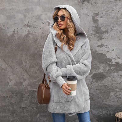 Chamarra Casual de Mujer con Capucha, Forro de Felpa Cálido y Color Sólido - Image 25