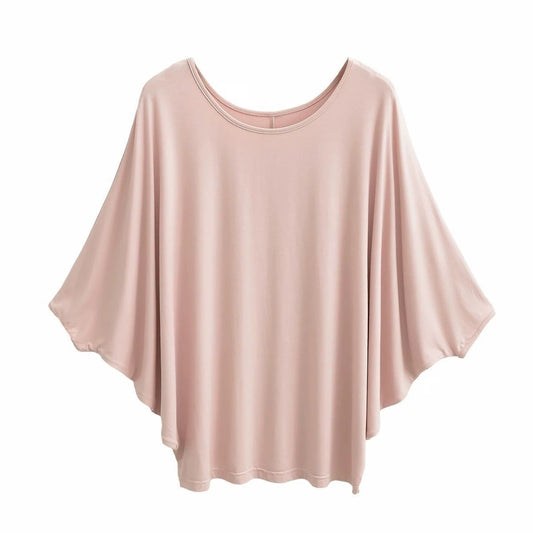 Blusa Suelta de Seda Premium con Mangas Murciélago - Diseño Versátil para Mujer